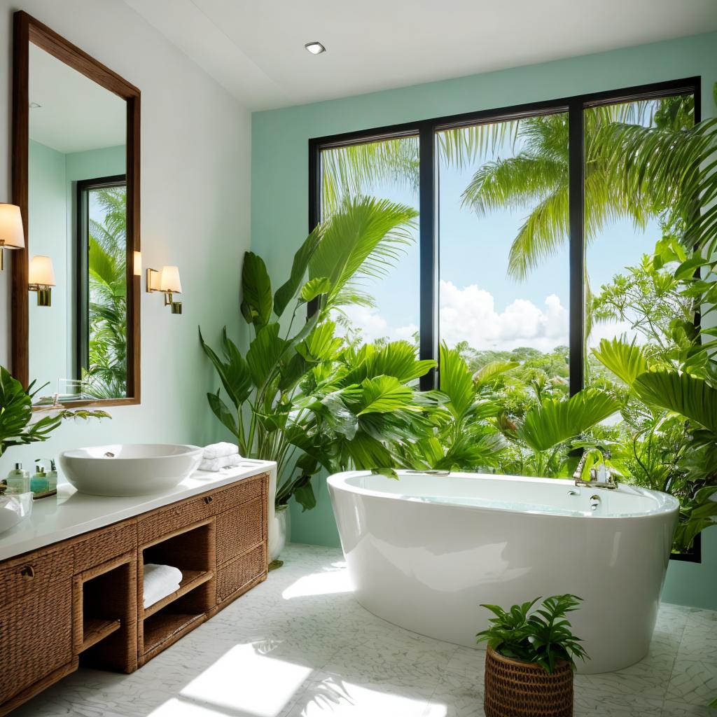 Baño tropical elegante by @ai_generated