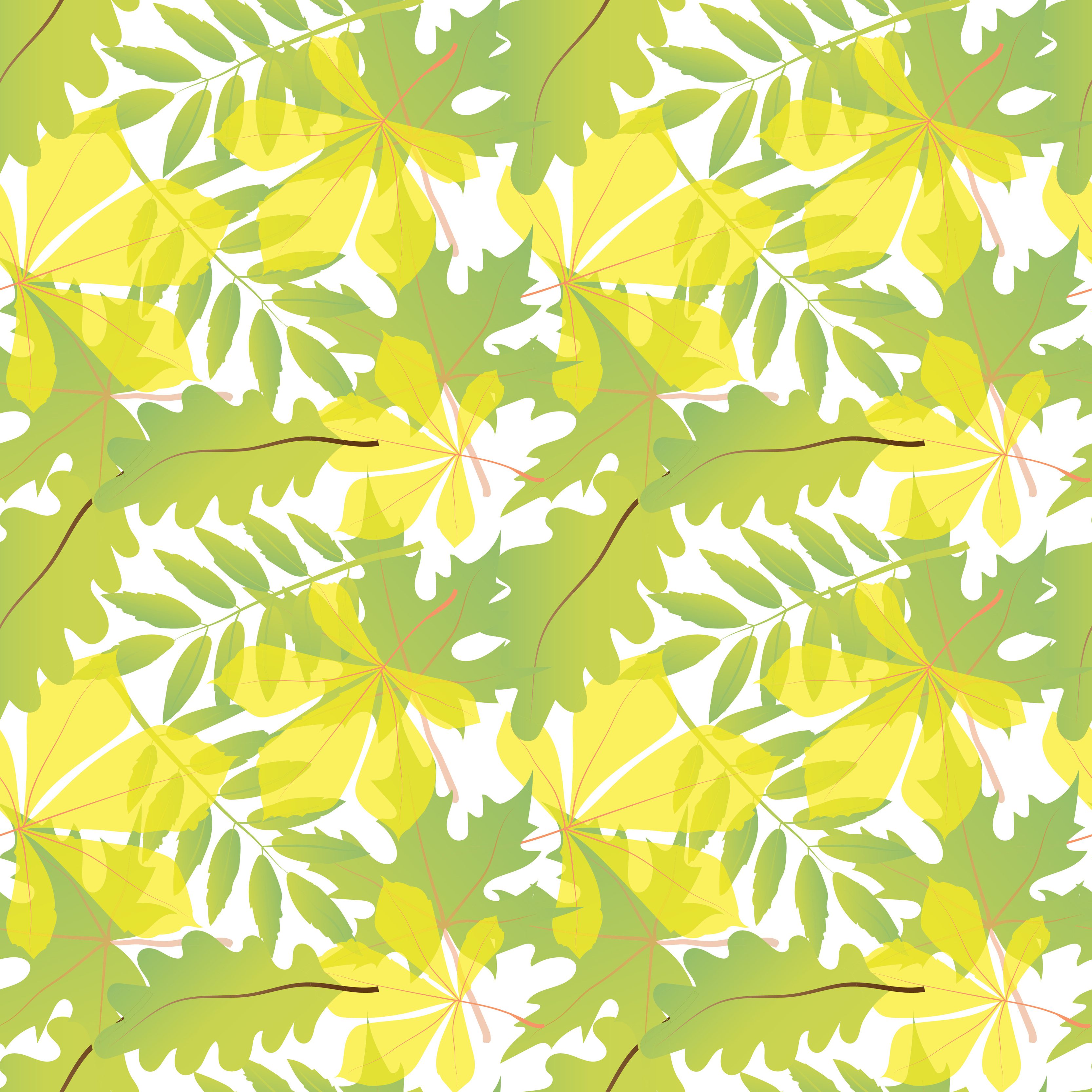 Seamless pattern on a white background. Autumn bright leaves. Maple, oak leaves. Vector in flat style. Suitable for textiles and packaging. Free Vector