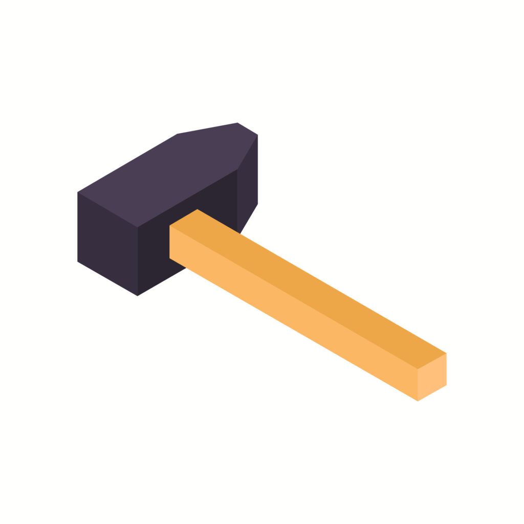 Isometric hammer on a background Free Vector