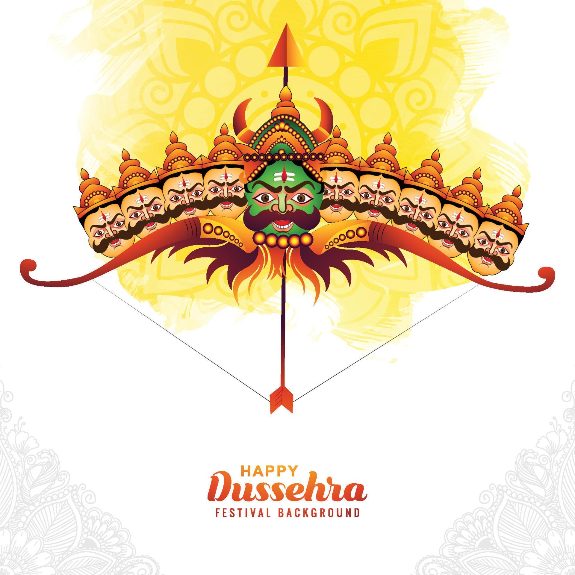 Illustration of bow and arrow of rama in happy dussehra card festival background Stock Free