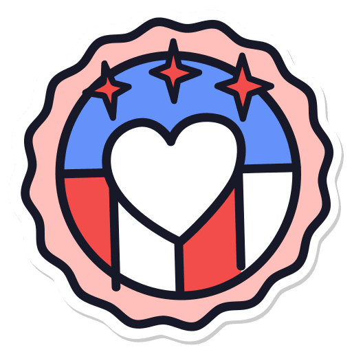 Badge, heart, usa sticker