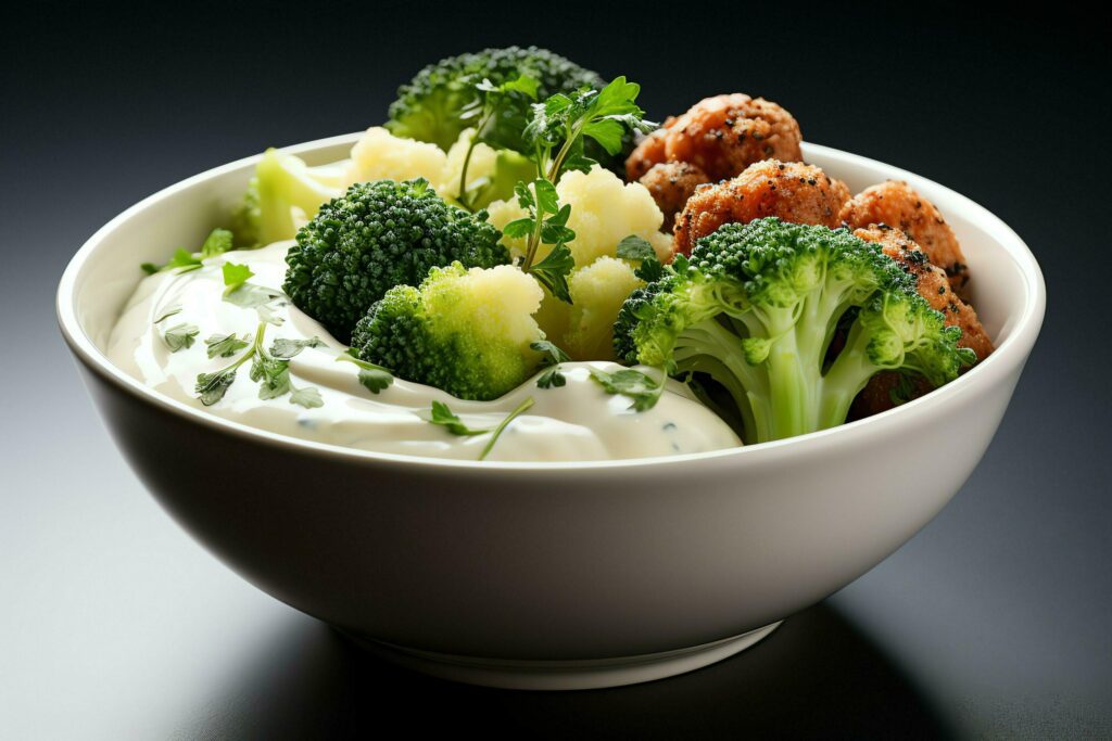 A delicious vegetables soup food in a bowl. Winter food and high protein soup meal concept by AI Generated Stock Free