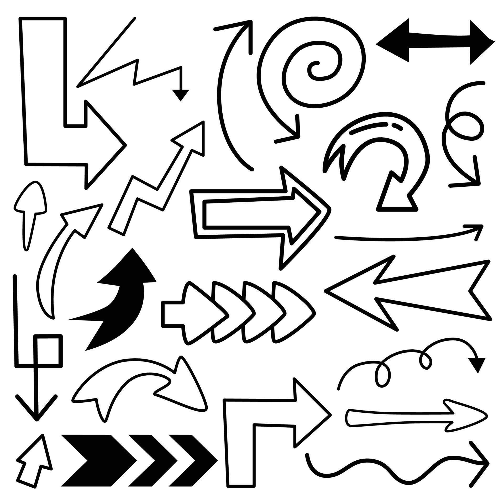 Abstract Arrow hand drawn doodle set vector illustration Stock Free