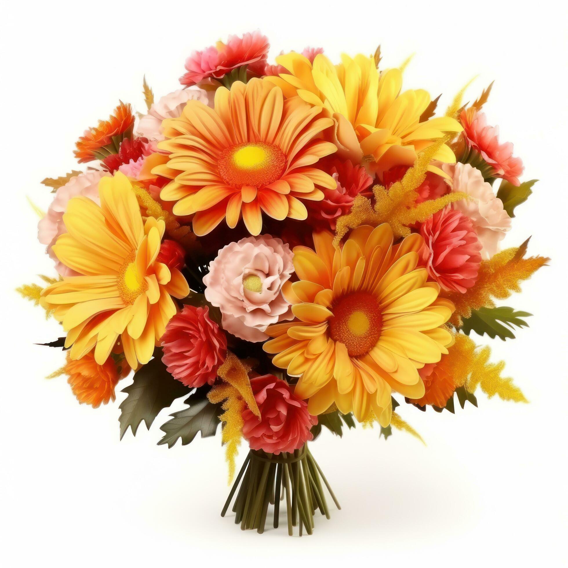 Autumn flowers bouquet isolated Stock Free