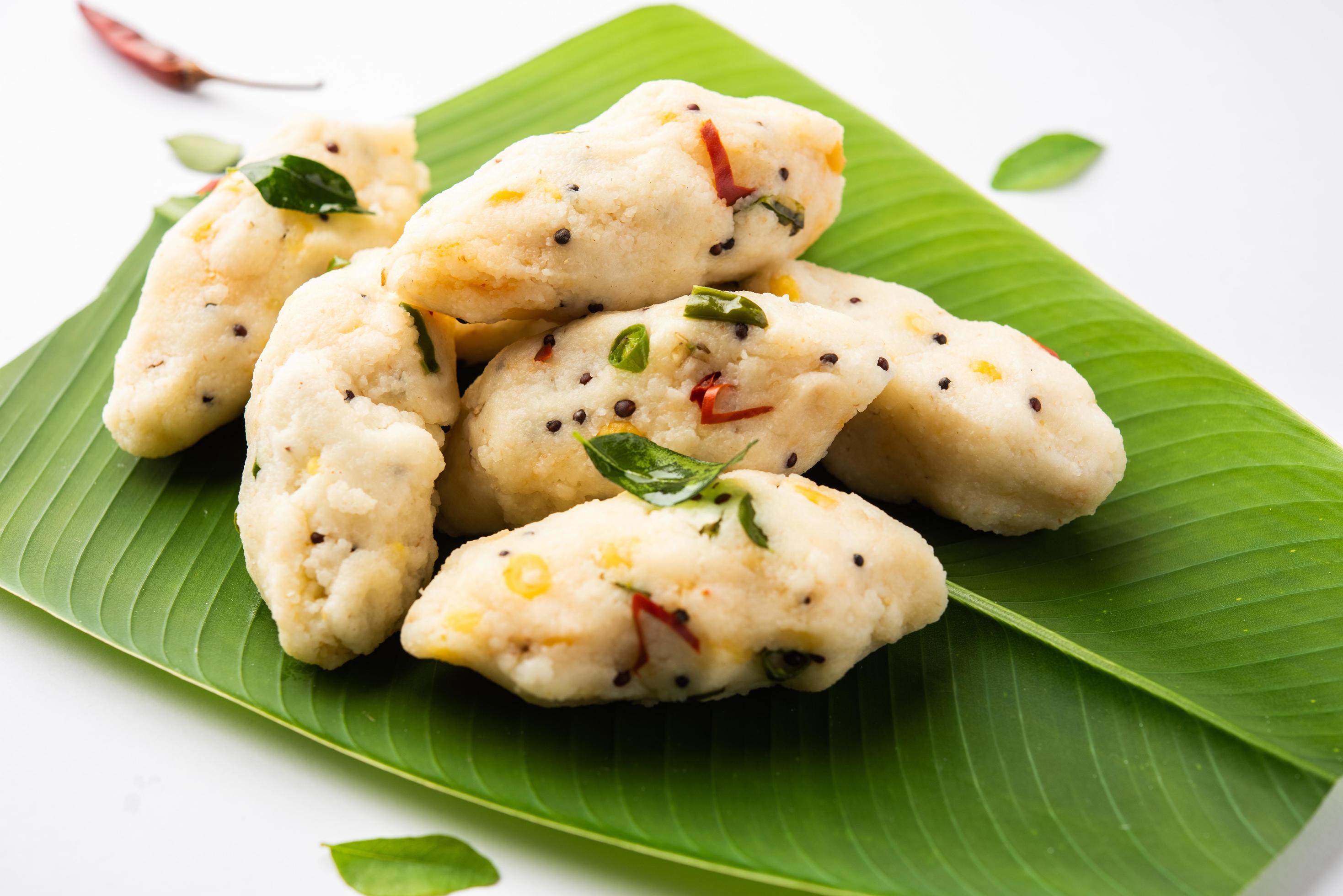 Kozhukatta Pidi is a steamed snack food from kerala rice flour with finger impressions Stock Free