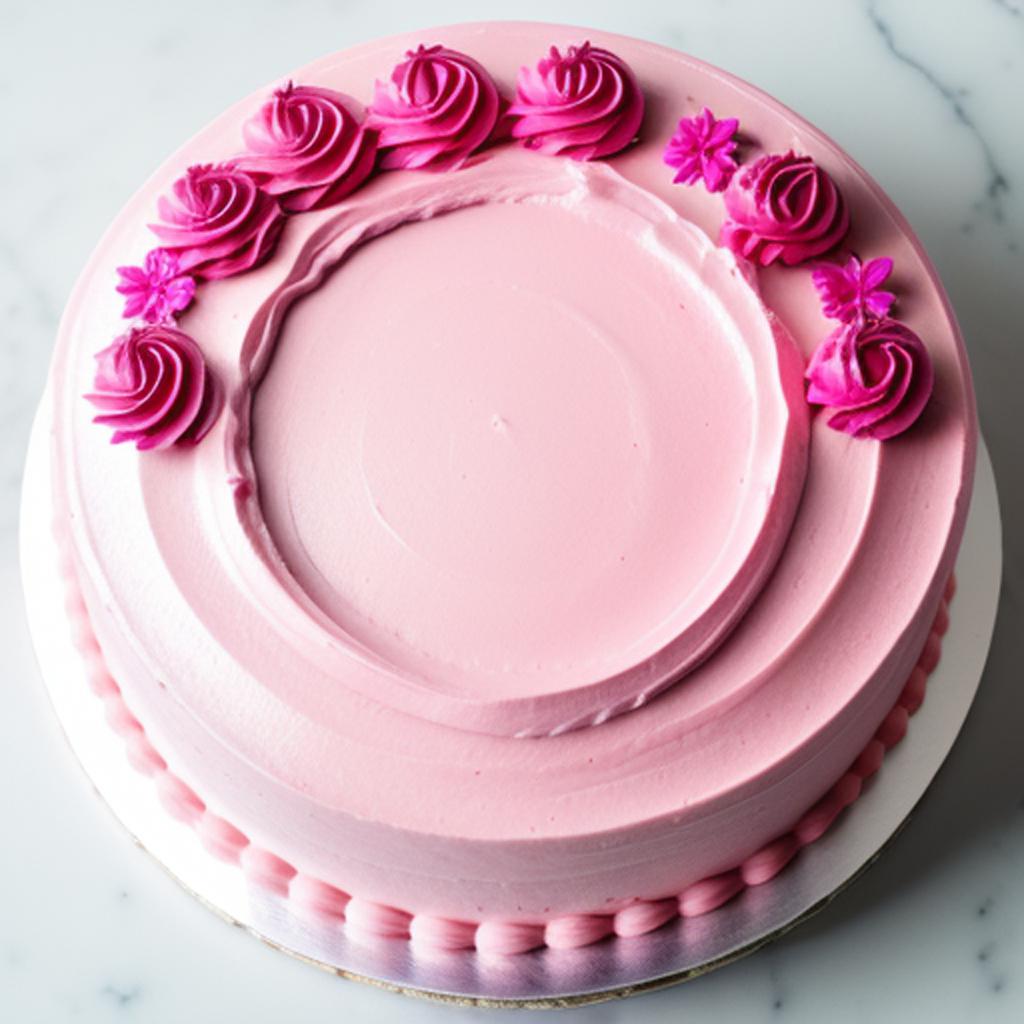 Pink cake top view by @ai_generated