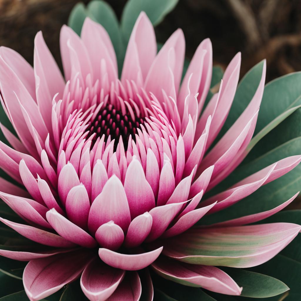 Pink protea by @ntqfpudd by @ai_generated