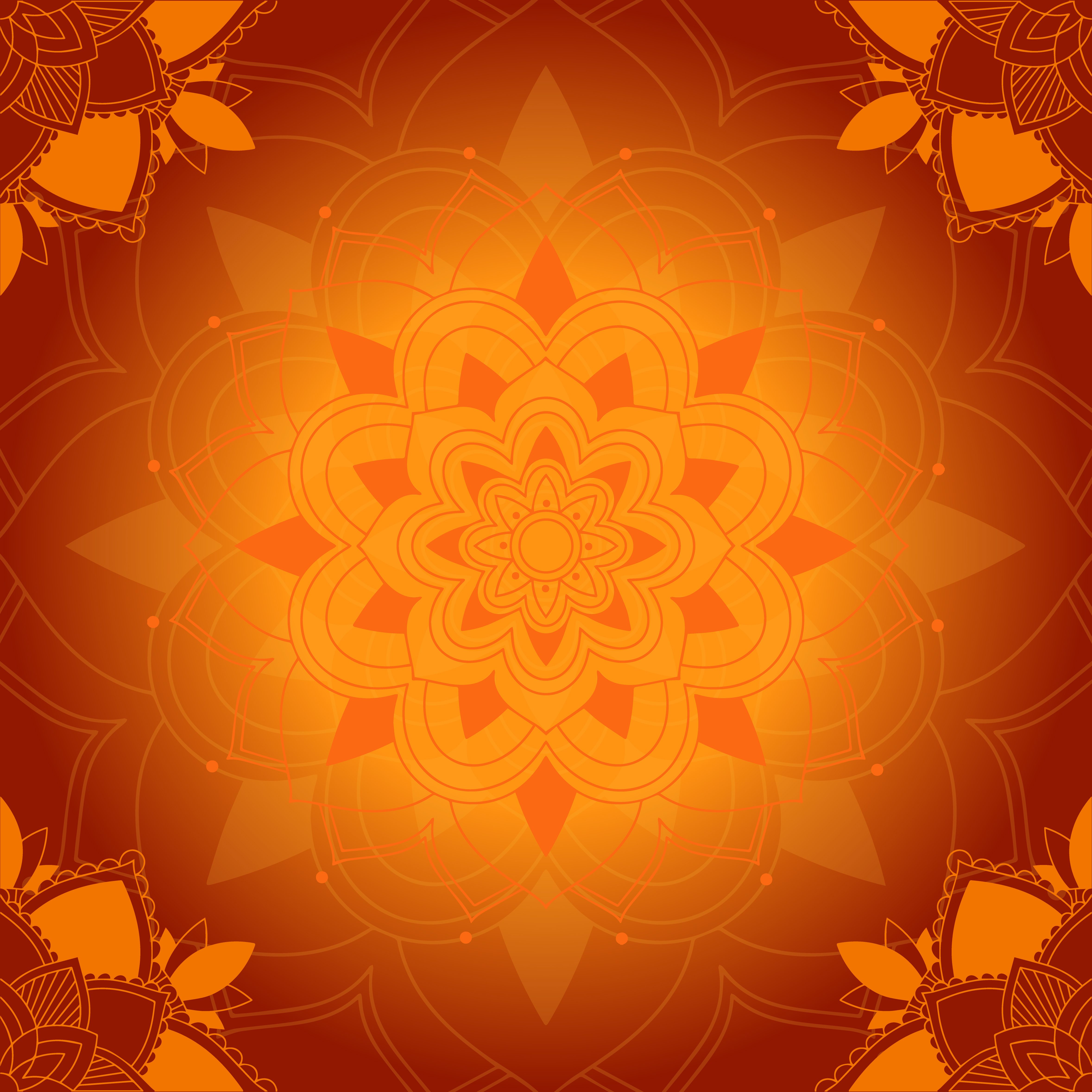 Orange Mandala pattern Free Vector