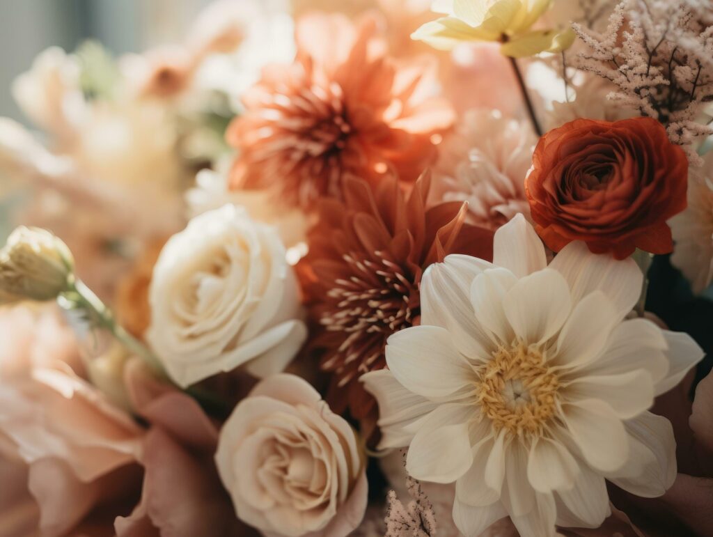 Close up shot of a bridal bouquet of flowers Stock Free