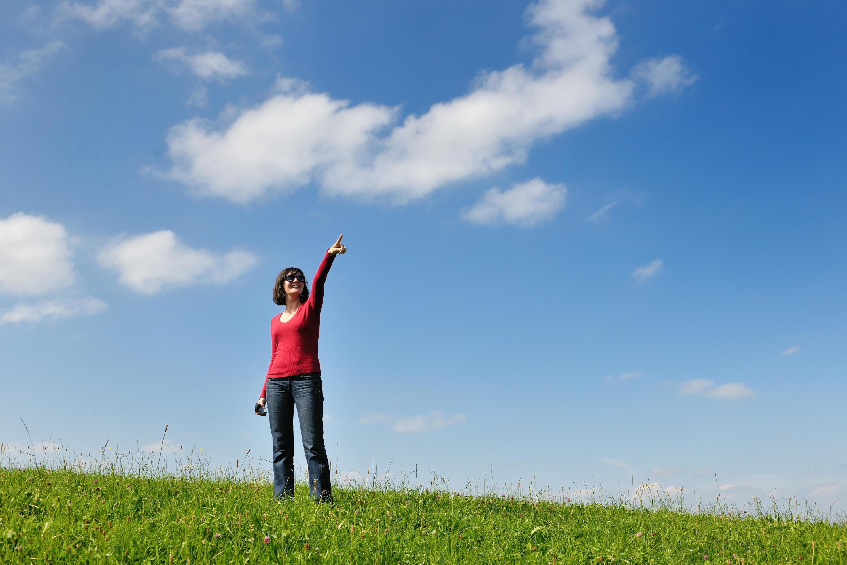 happy young woman outdoor in nature Stock Free