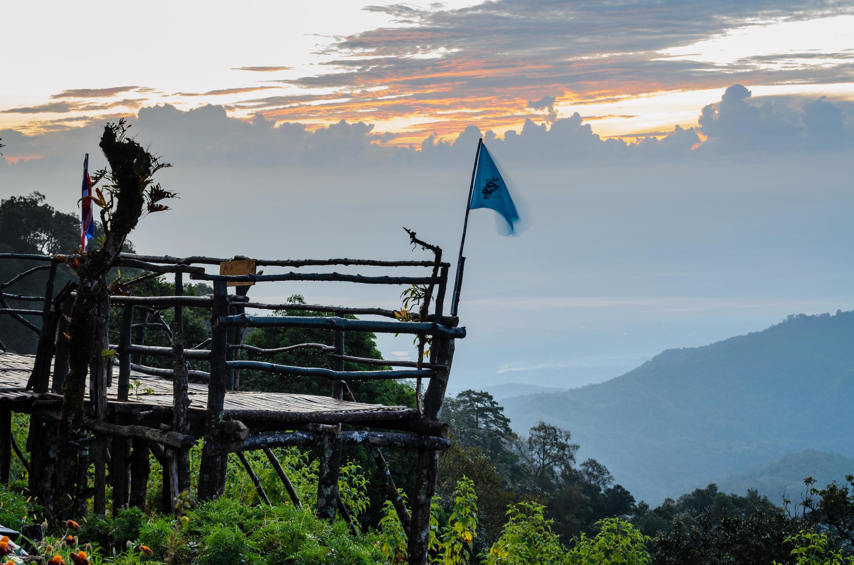 Podium for natural view on viewpoint Doi Ang Khang mountains Stock Free