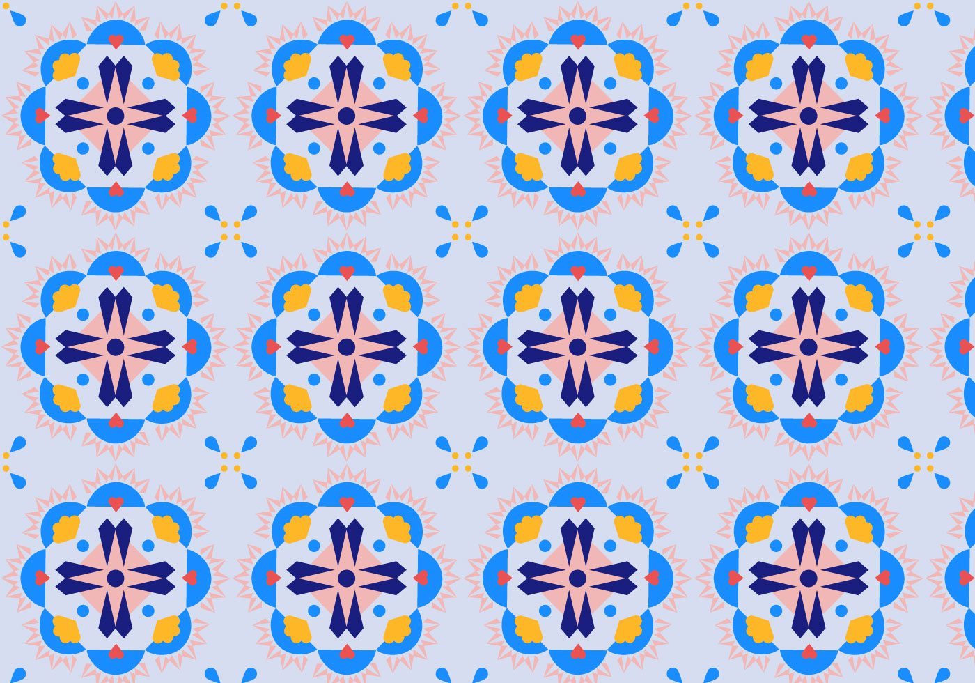 Floral Mosaic Pattern Free Vector and Free SVG