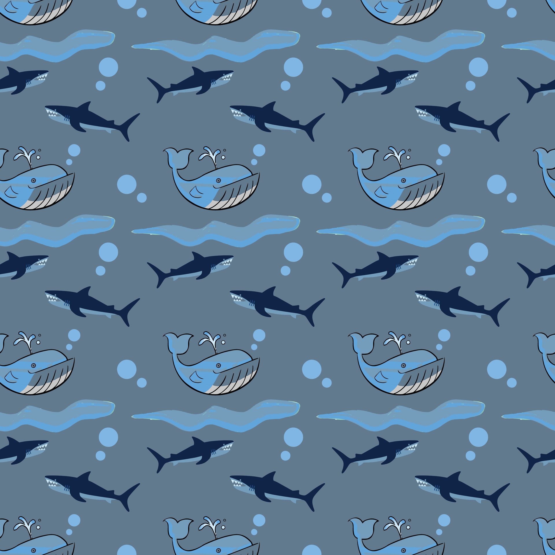 Deep Sea Parade Seamless Pattern Design Free Vector