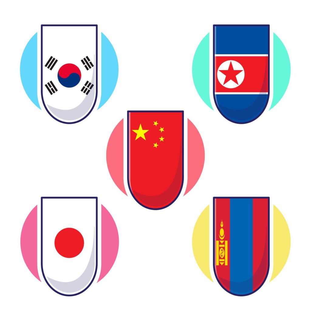 Great cartoon of East Asian countries flag icon mascot illustration Stock Free