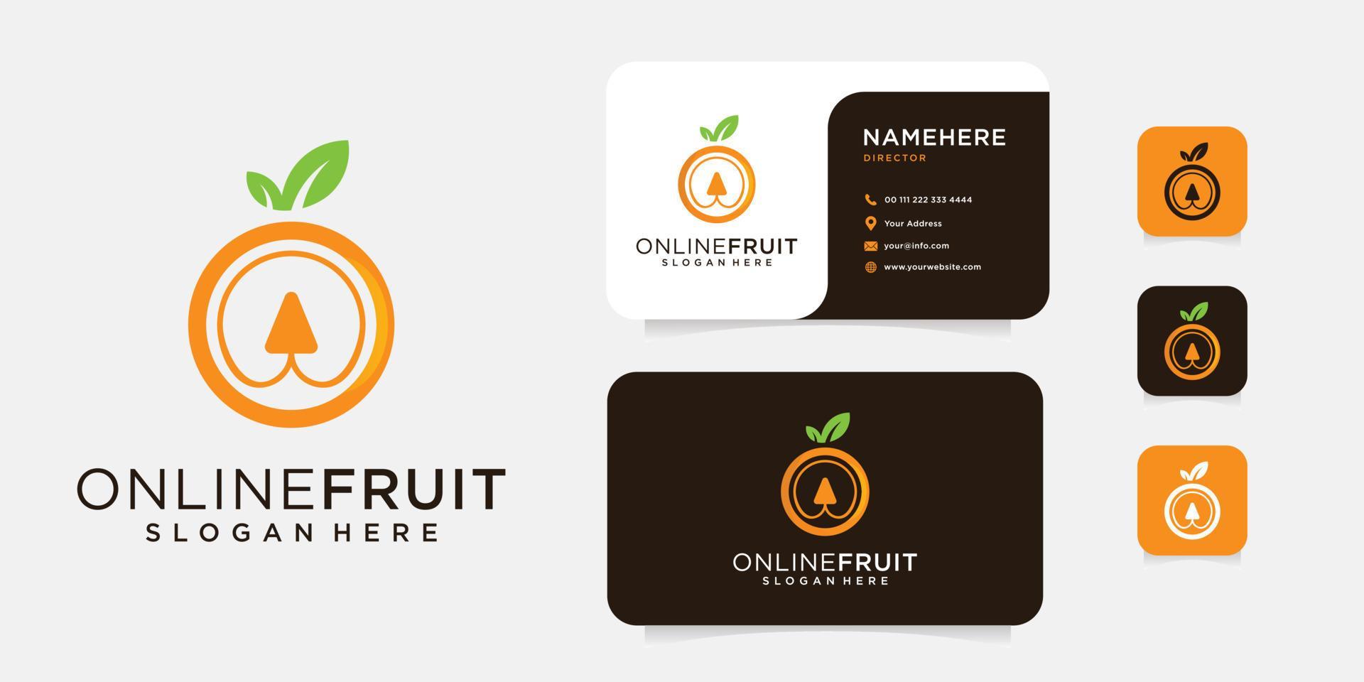 Orange and arrow logo design with business card template Stock Free and Free SVG