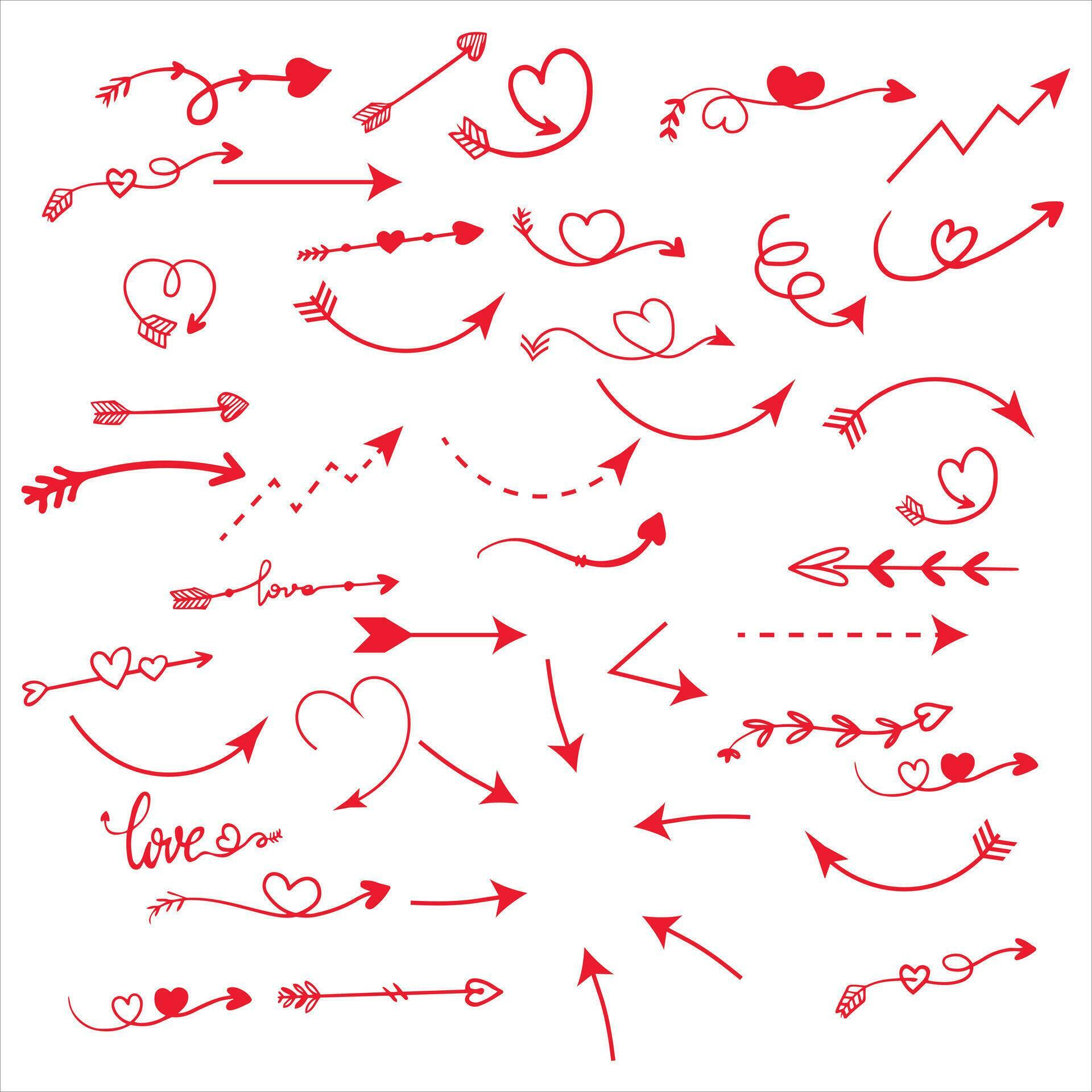 Doodle arrow set, collection of hand drawn elements Stock Free