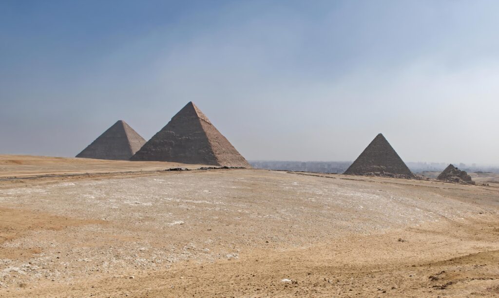 Landscape of the main Pyramids in Giza plateau. Egypt Stock Free