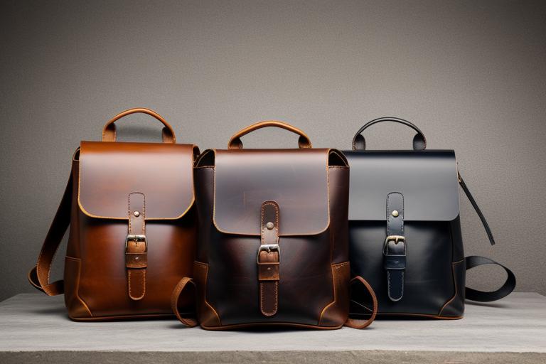 3 leather backpacks with by @ai_generated