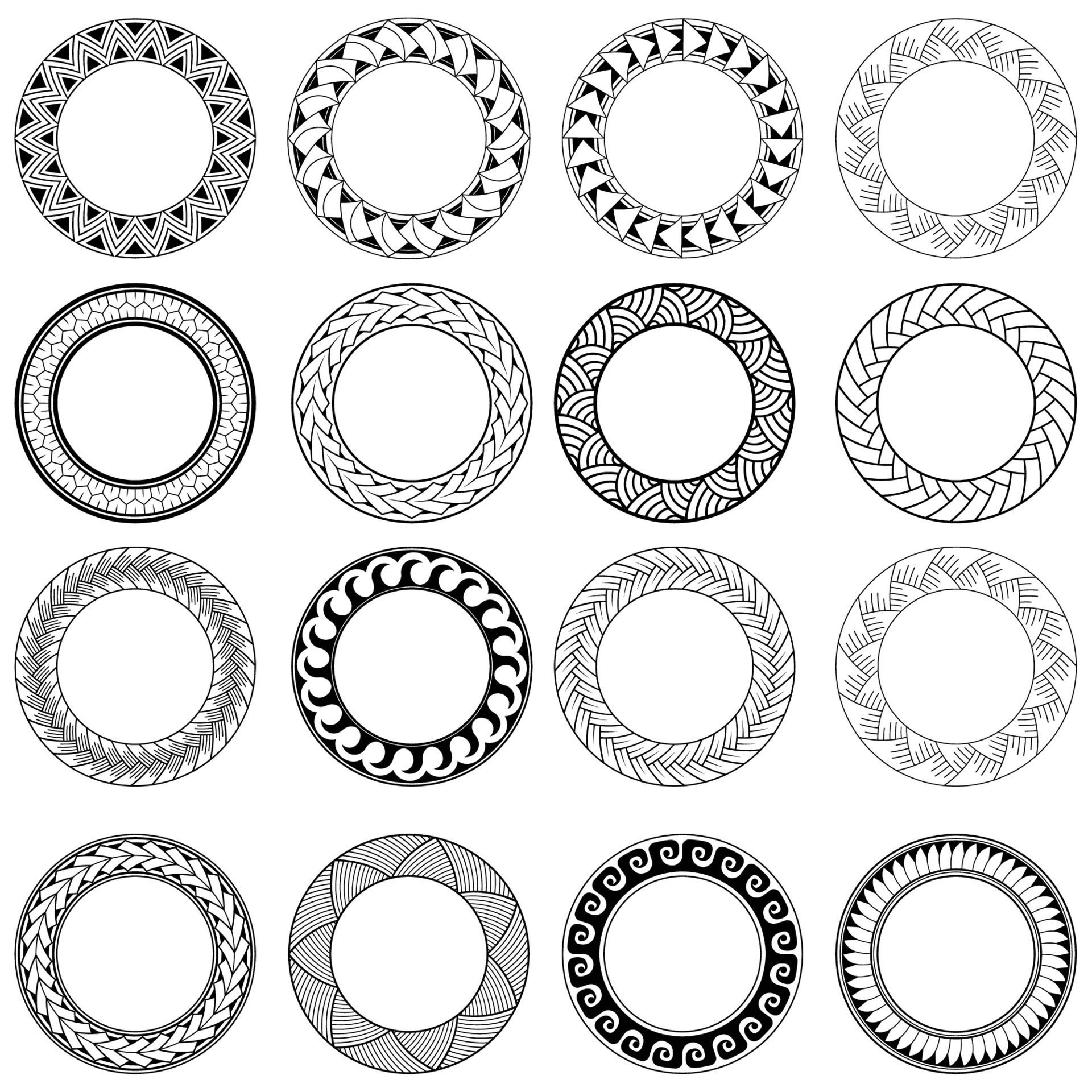 set of circle pattern ornamental element Free Vector