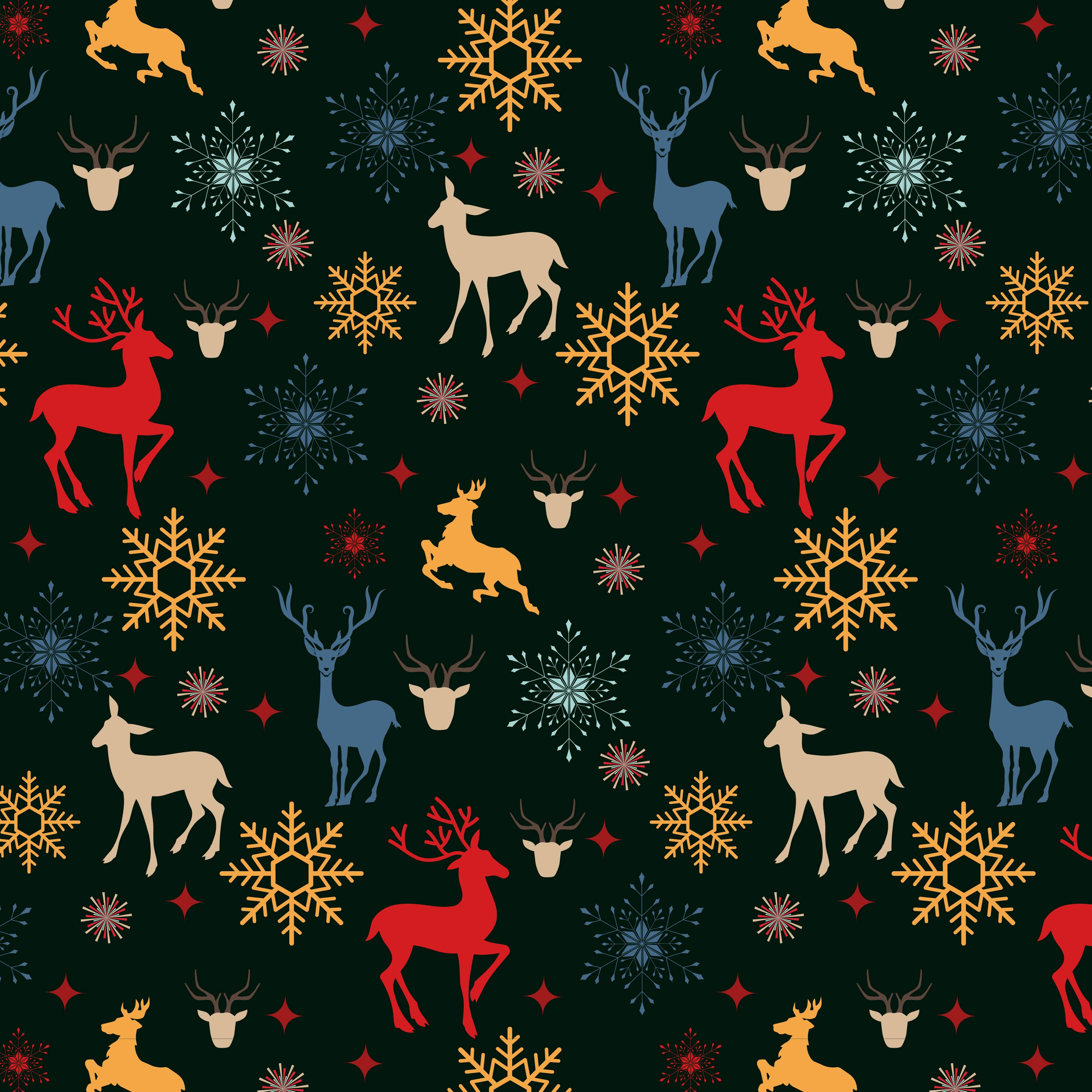 Christmas Reindeer Pattern Design Free Vector