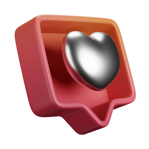 Notify, heart, like 3D illustration