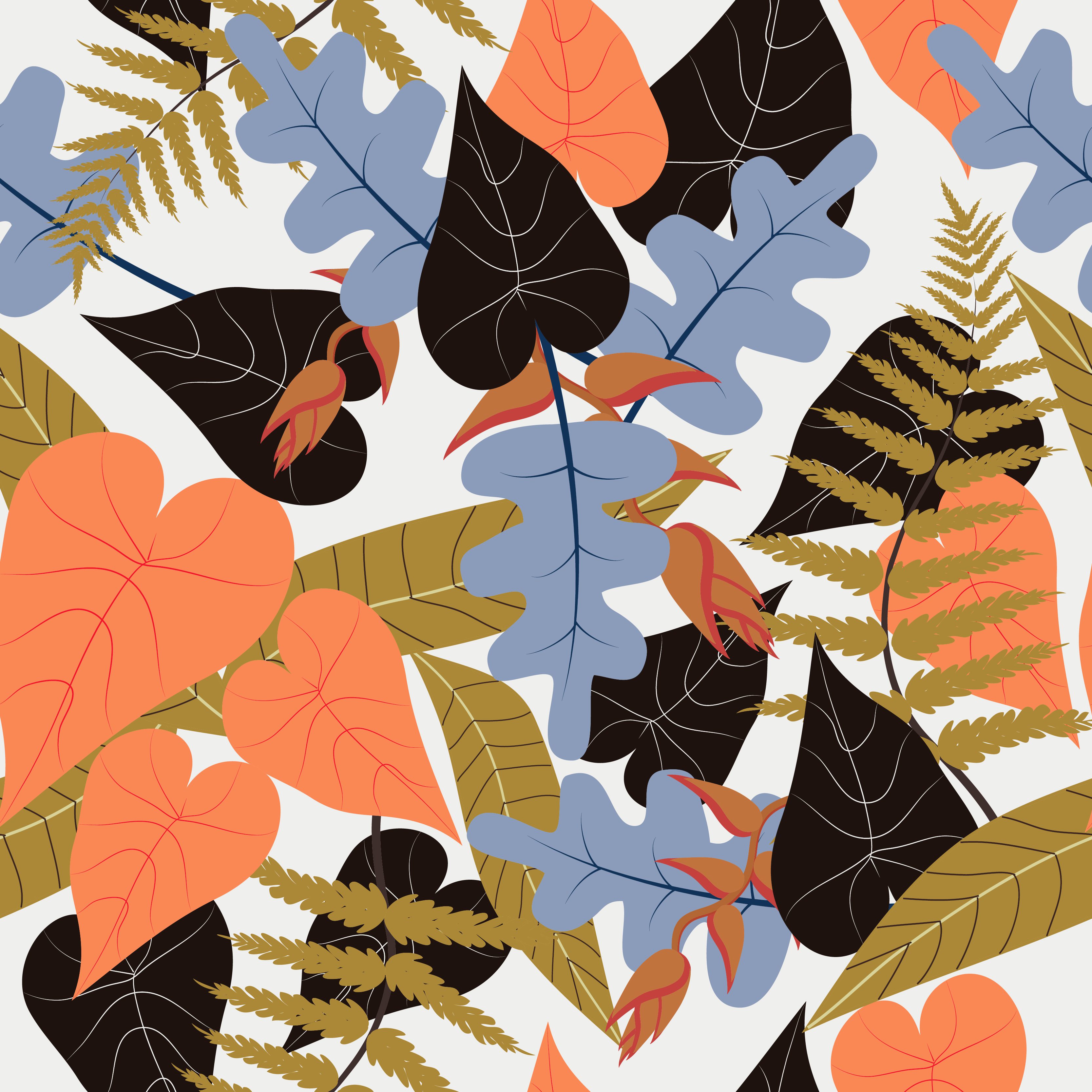 Colorful autumn plant pattern Free Vector