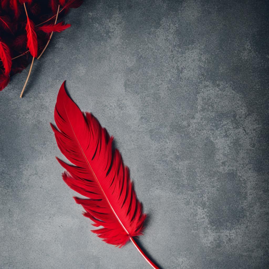 One long Red feather by @ai_generated