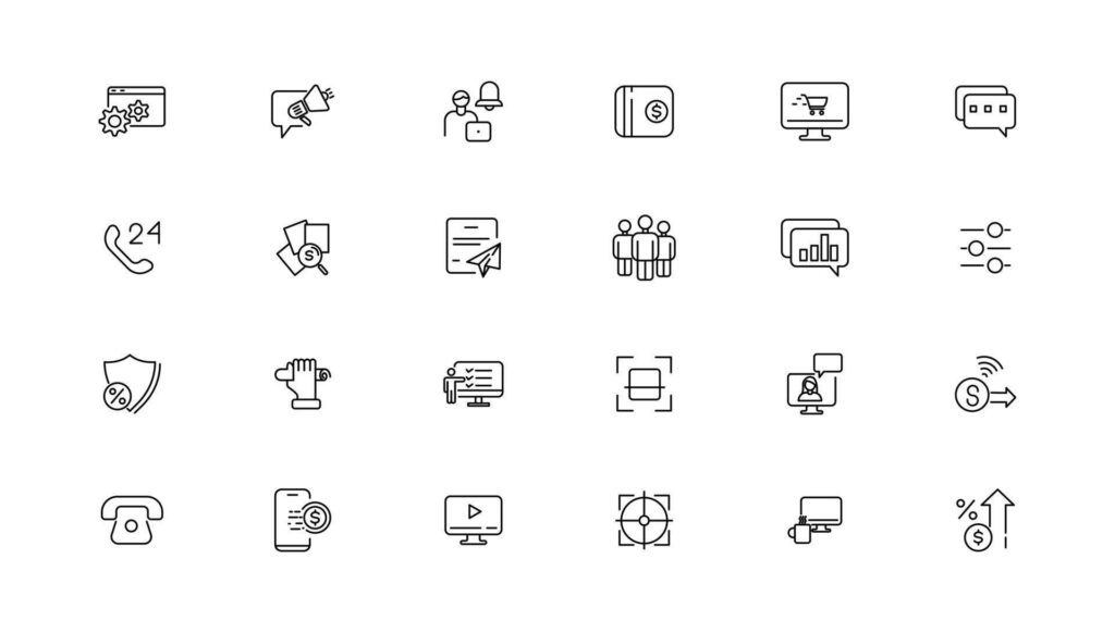 Digital business linear icons collection.Set of thin line web icon set, simple outline icons collection, Pixel Perfect icons,. Stock Free