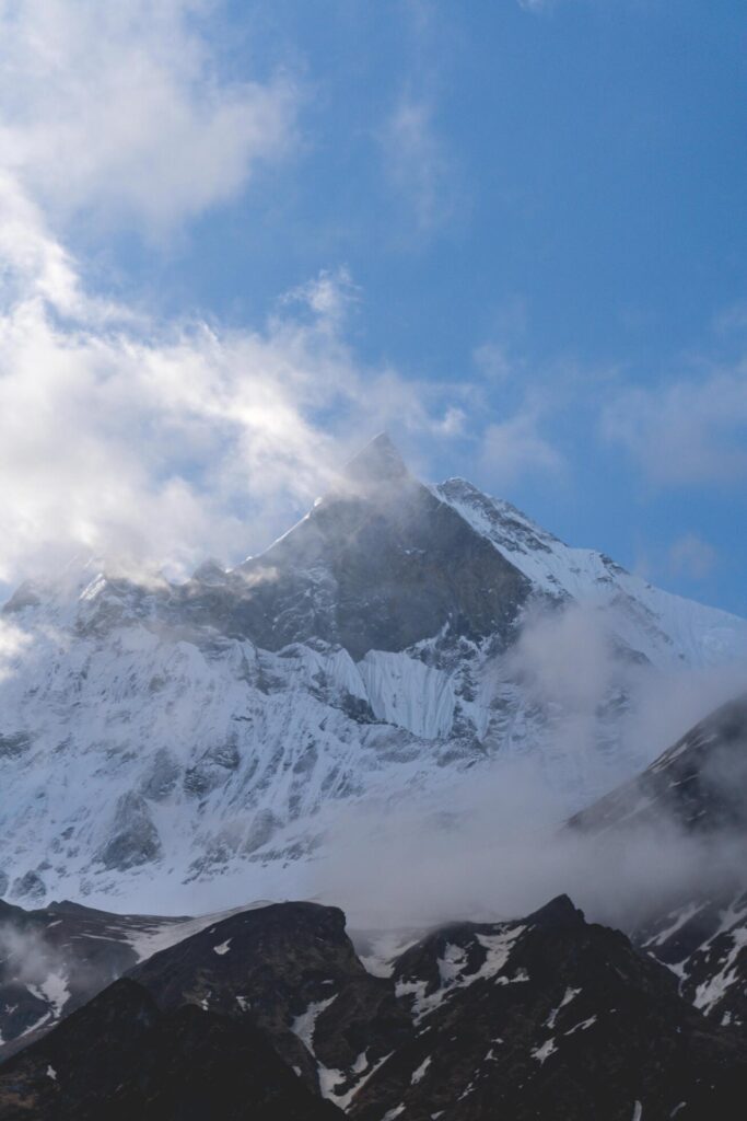 Mountain in Nepal, Annapurna Base Camp, Machapuchare Mountain, Annapurna Trekking, Travel in Nepal Stock Free