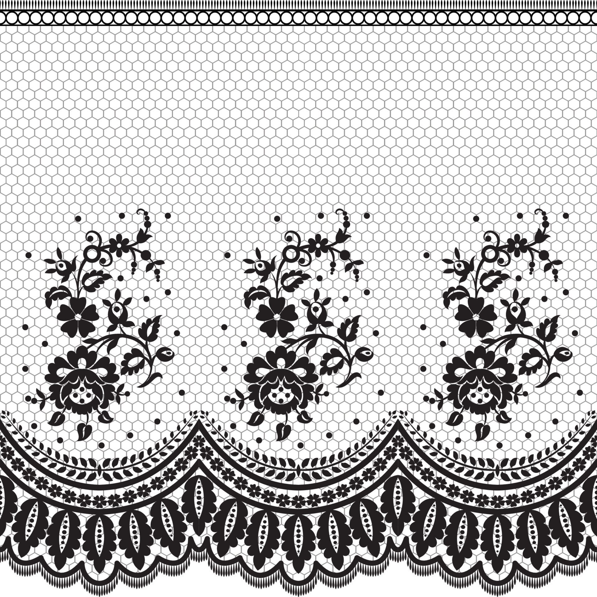 Lace seamless pattern with flowers Free Vector