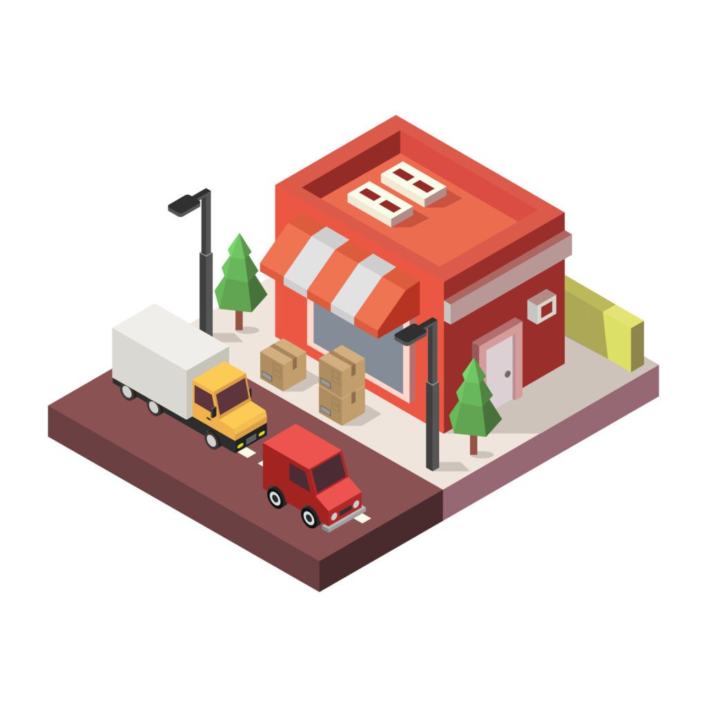 Shop isometric on a background Free Vector