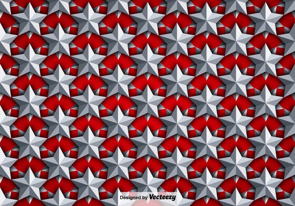 Vector Background With Silver 3D Stars Seamless Pattern Free Vector