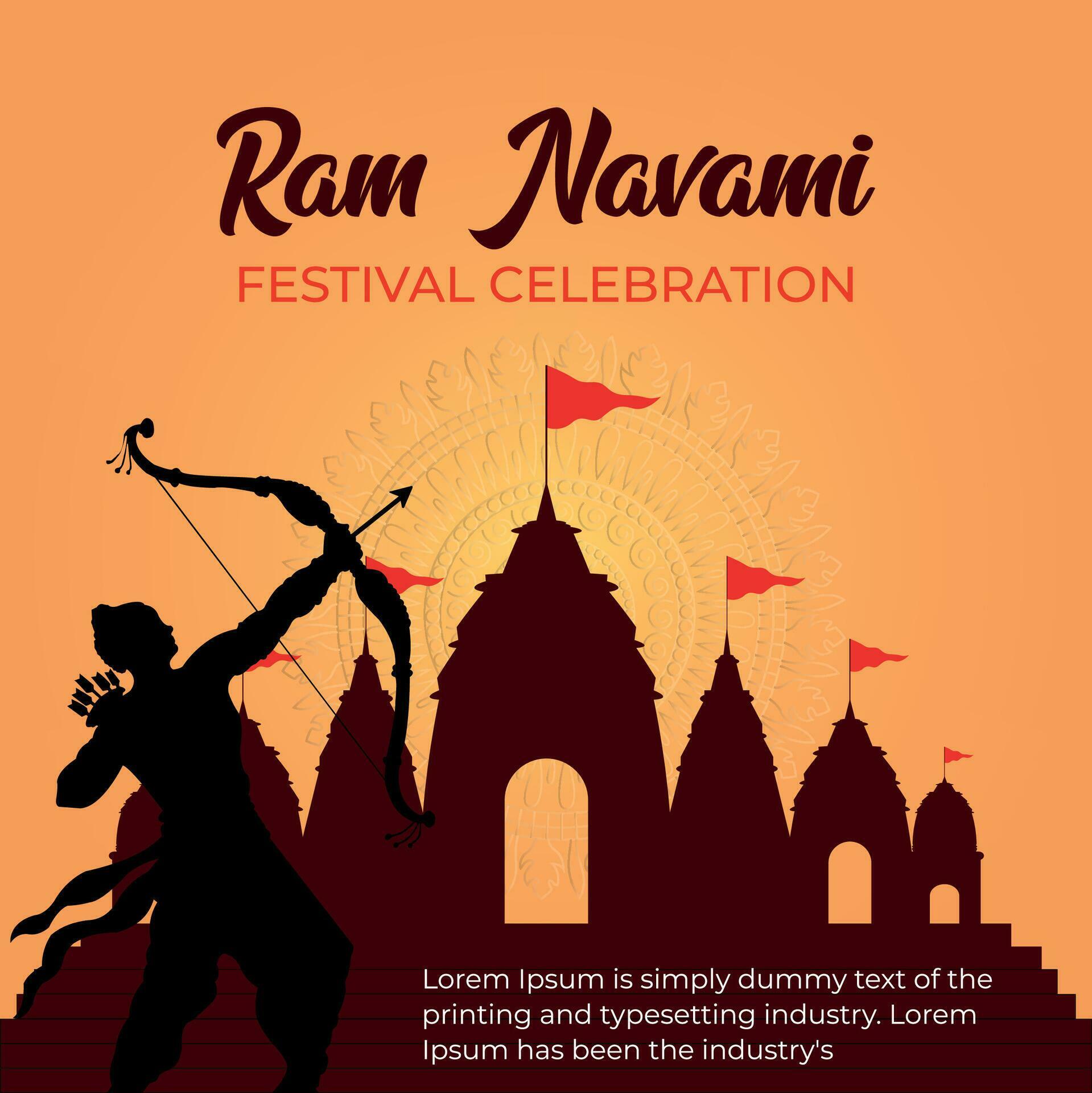 Ram Navami celebration lord Rama with bow arrow Stock Free