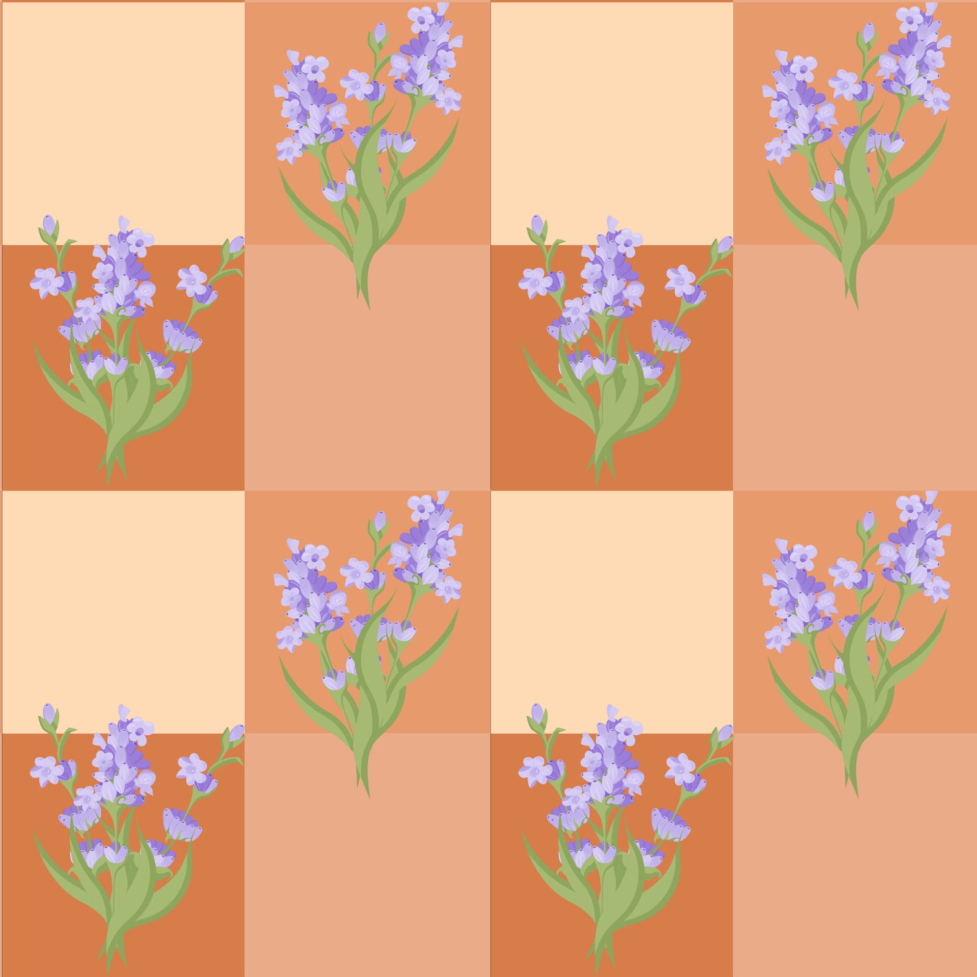 A sprig of lavender. Purple flower. Seamless pattern. illustration. Free Vector