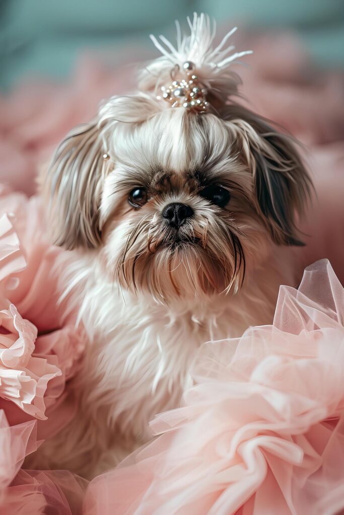 Shih Tzu Glam Elegance Unleashed in a Party Dress Free Photo