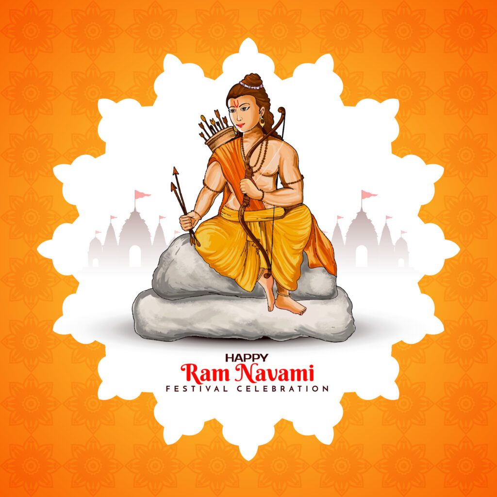 Happy Shree Ram Navami Indian religious festival background design Free Vector