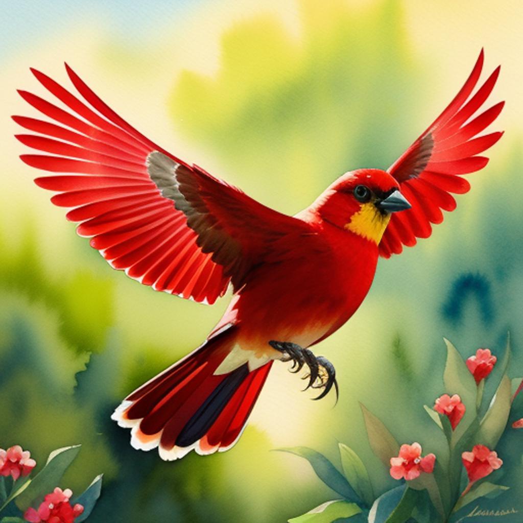 A beautiful red bird by @ai_generated