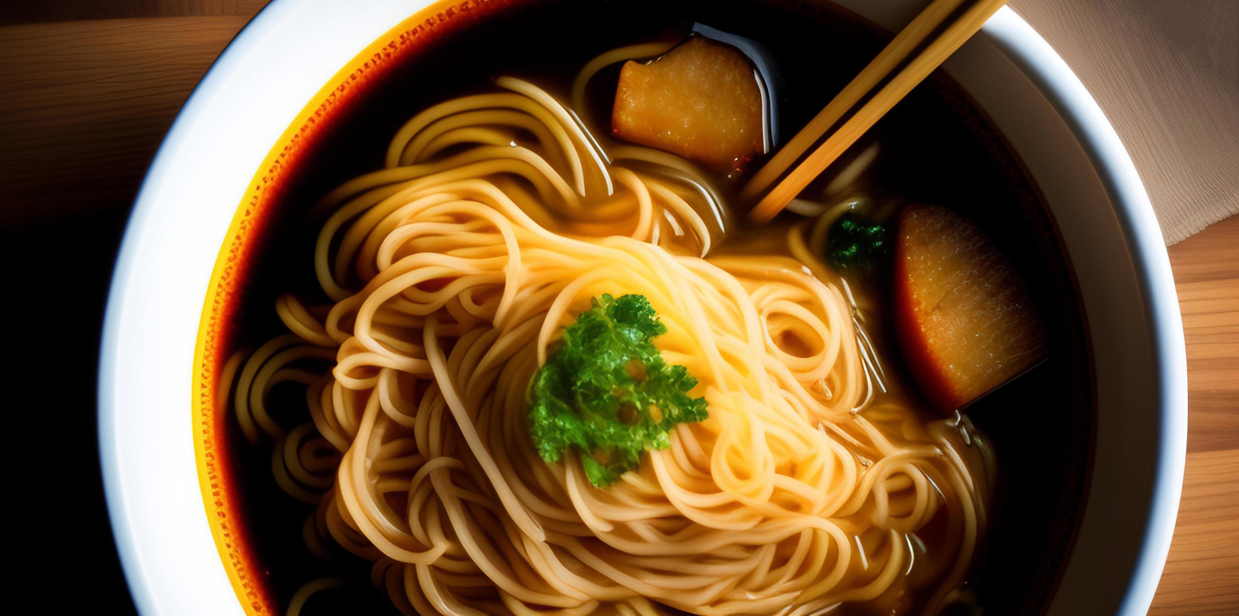 Delicious noodles. Fast food meal with appetizing pasta and chopsticks. Stock Free