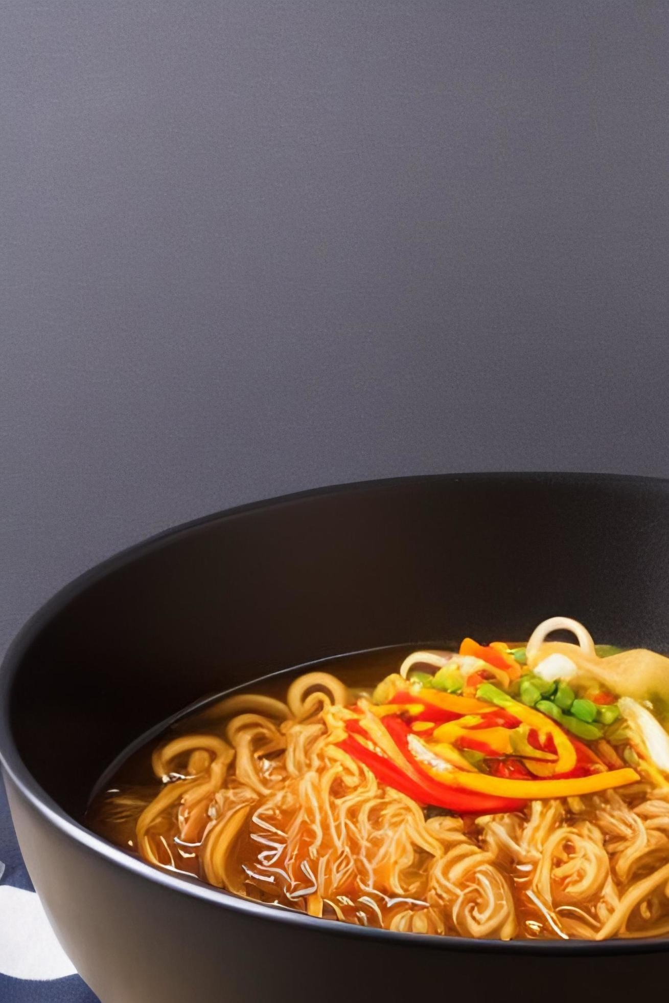 Delicious noodles. Fast food meal with appetizing pasta and chopsticks. Stock Free