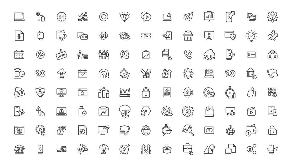 Digital business linear icons collection.Set of thin line web icon set, simple outline icons collection, Pixel Perfect icons, Stock Free