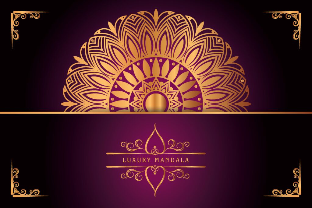 golden mandala design with gradients background Free Vector