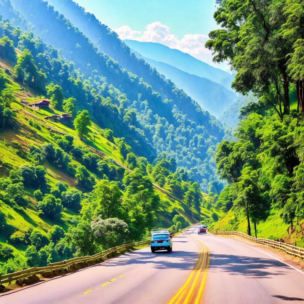 Himachal roadways, scenic landscape, by @ai_generated