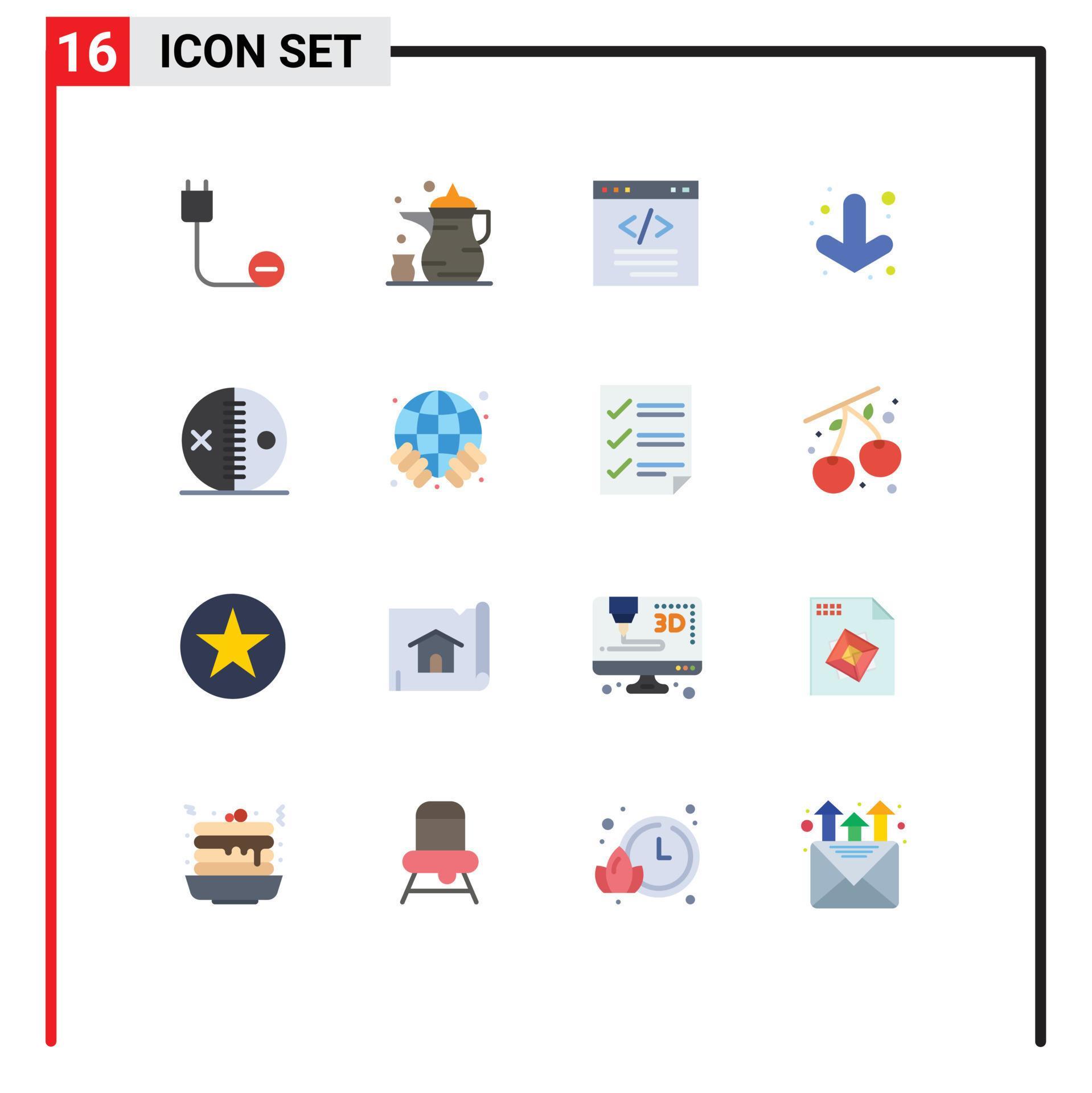 Universal Icon Symbols Group of 16 Modern Flat Colors of full arrow ramadan interface coding Editable Pack of Creative Vector Design Elements Stock Free