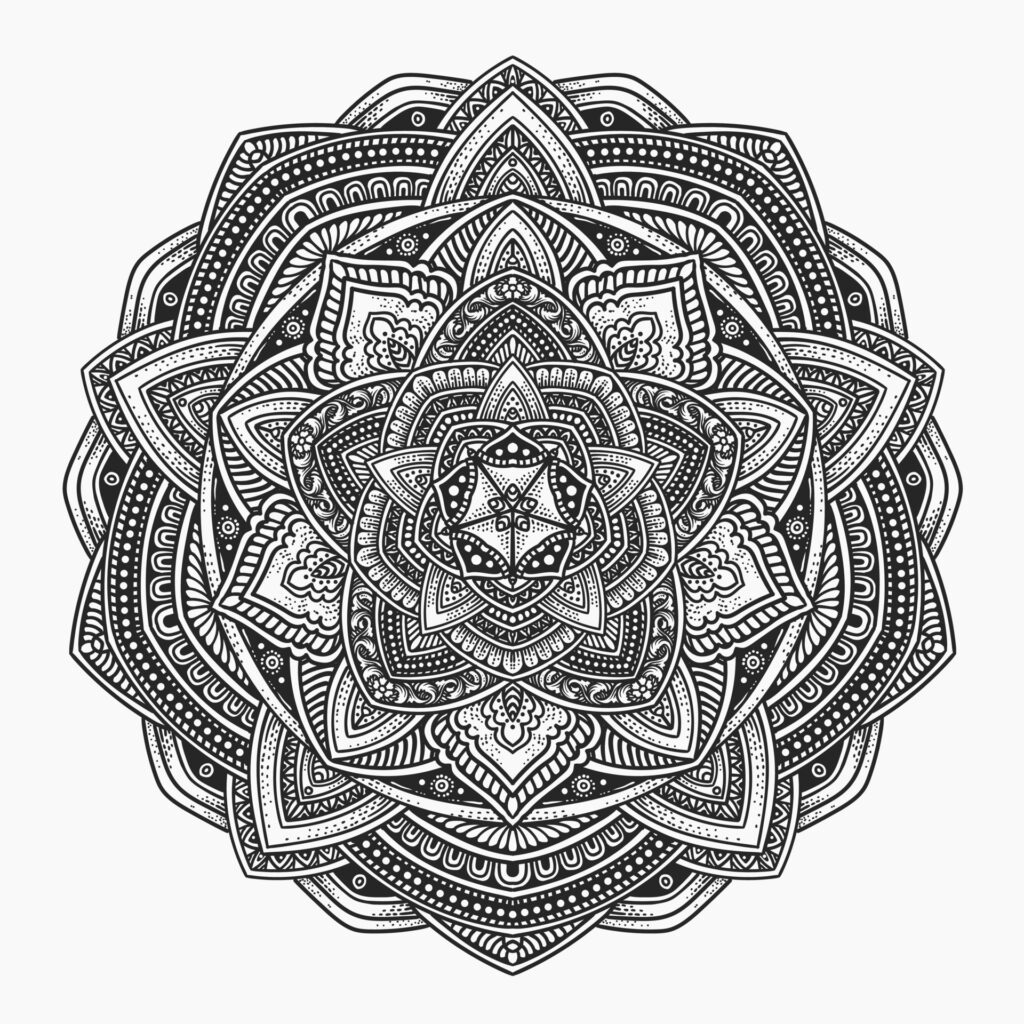 Beautiful floral pattern mandala art isolated on a black background – Eps 10 Free Vector