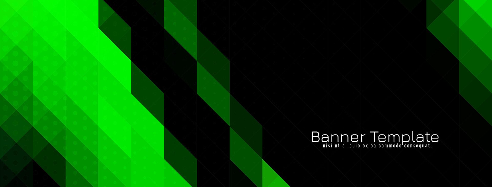 Black and green triangular pattern mosaic design banner Free Vector