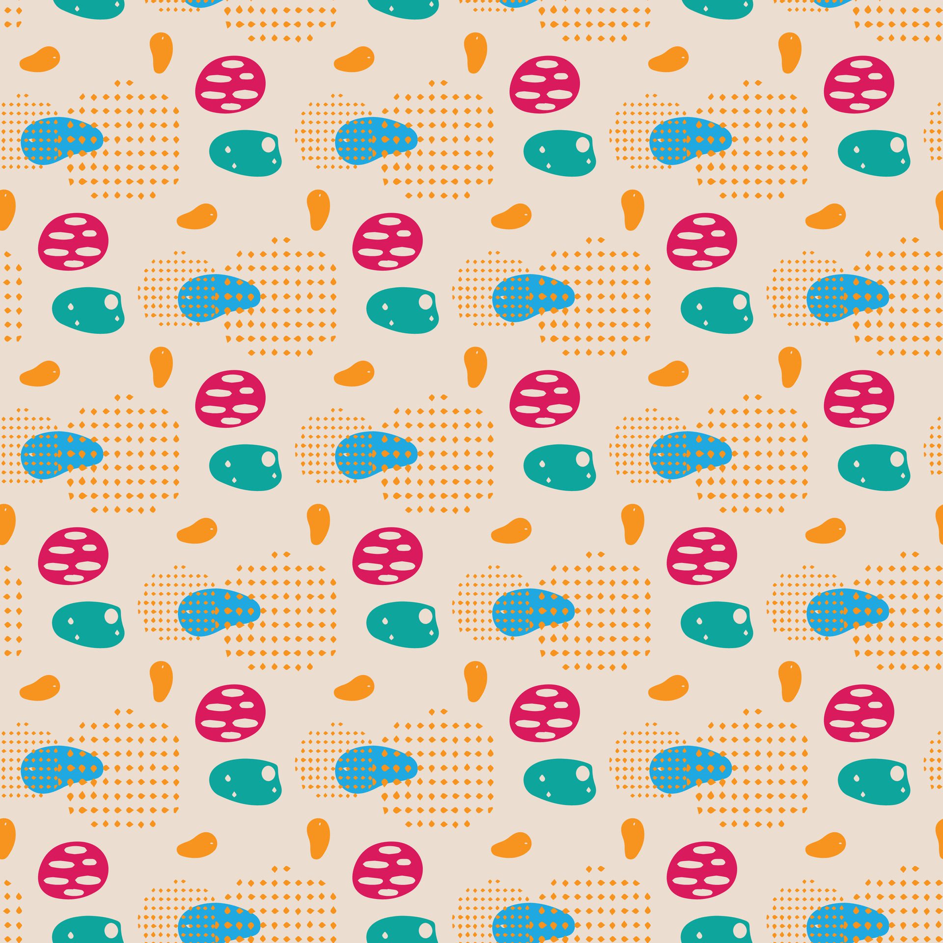 Retro Polka-Dots Seamless Pattern Design Free Vector