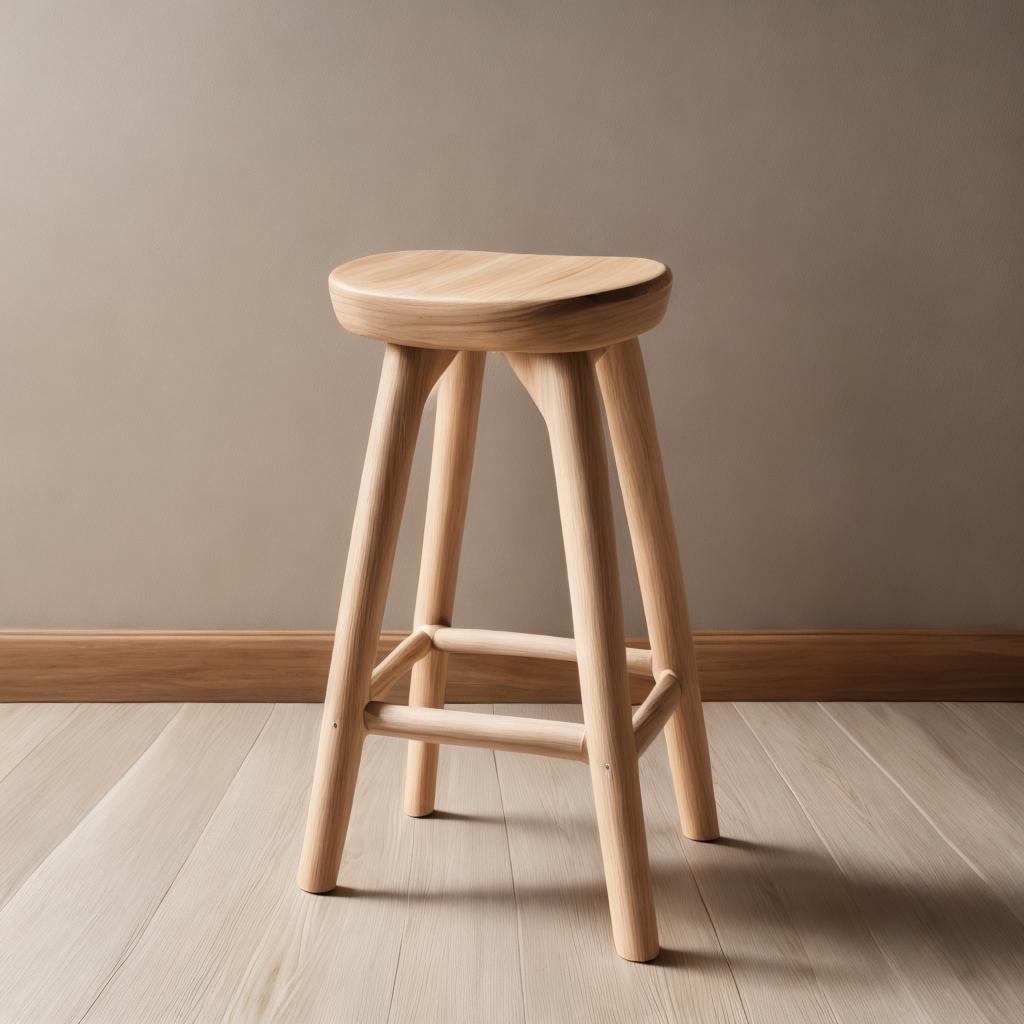 Wooden stool, natural wood by @ai_generated