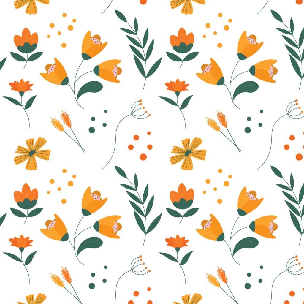 Abstract flat hand draw floral pattern background. Vector. Free Vector