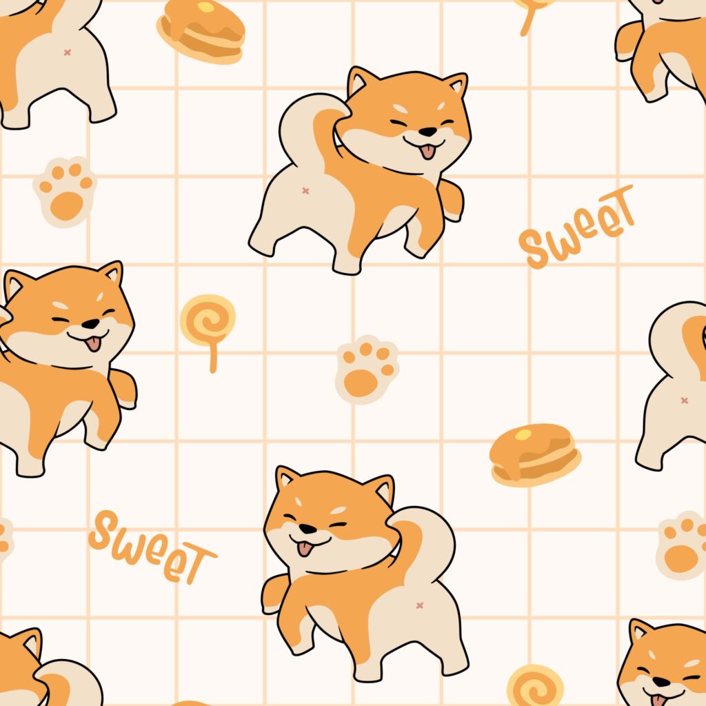 Cute sweet corgi dog showing backside seamless pattern template Free Vector