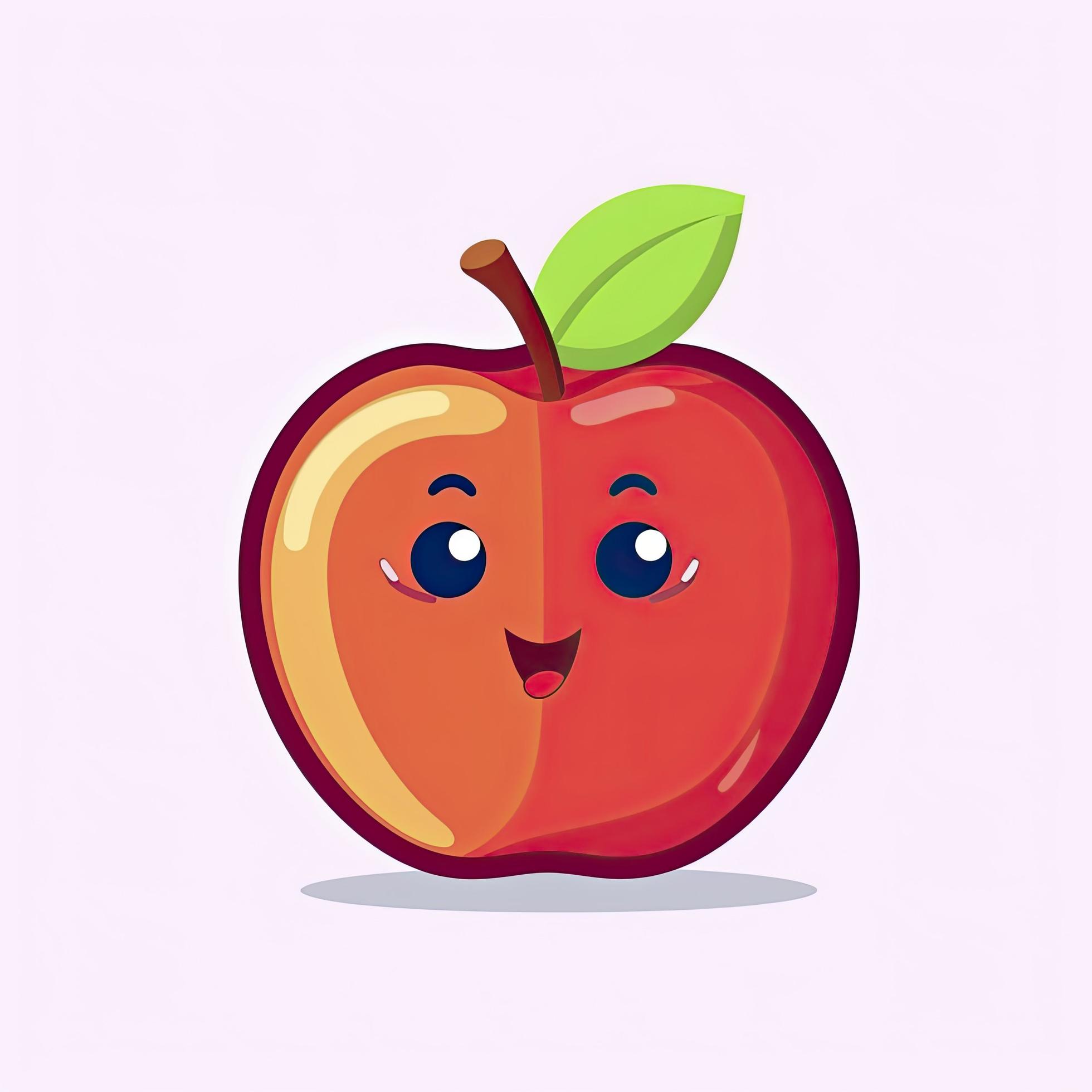 Apple fruit cartoon icon illustration. food fruit icon concept isolated . flat cartoon style, generat ai Stock Free